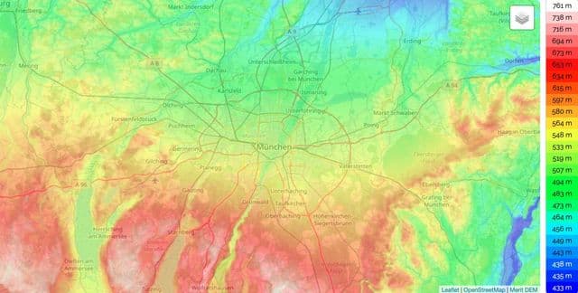 Höhenkarte München