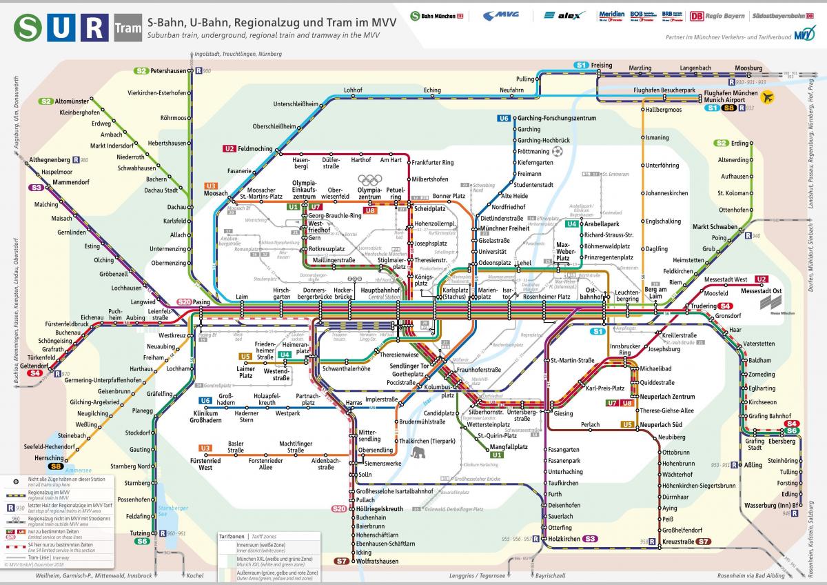 Karte der Münchner Bahnhöfe