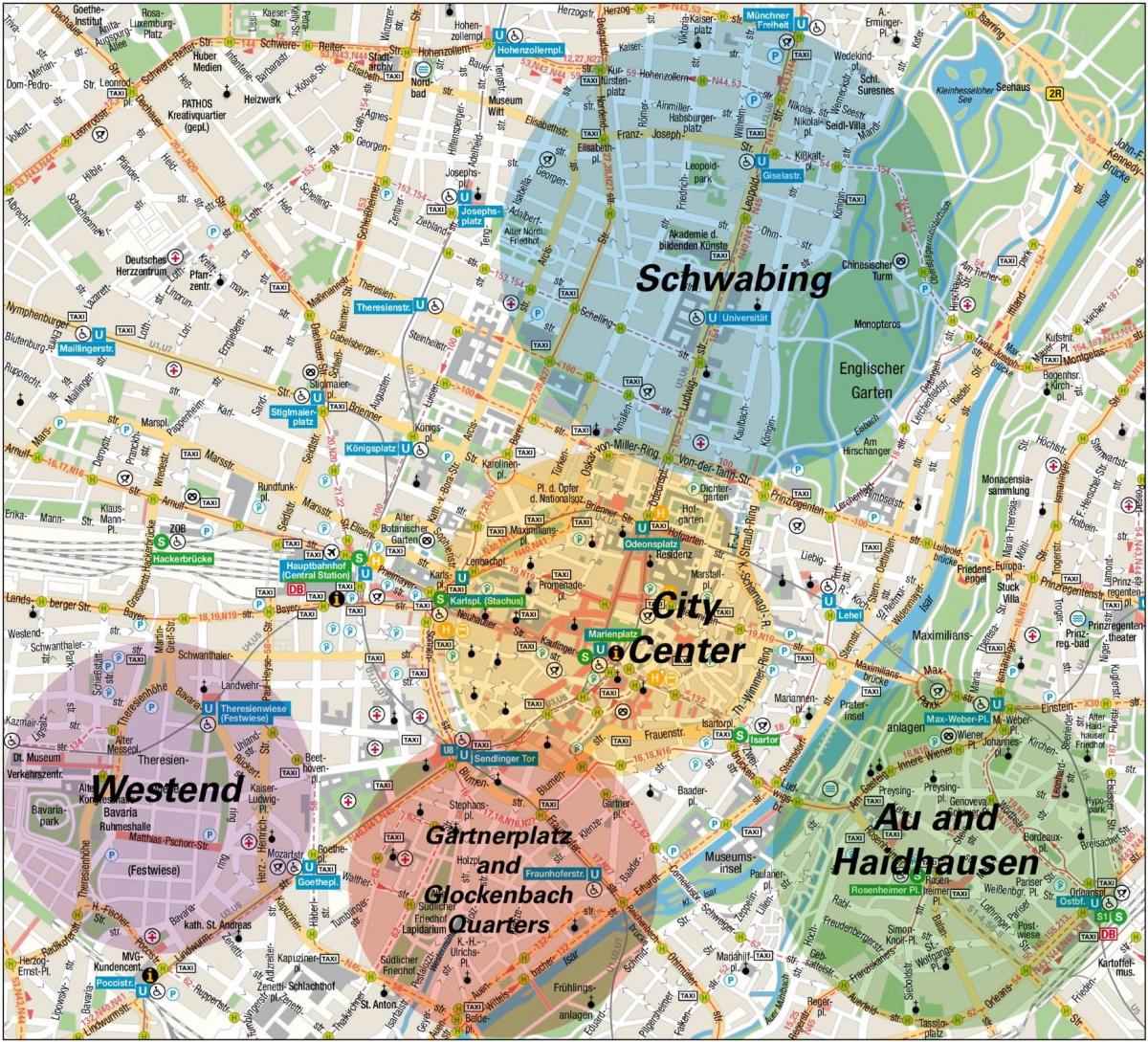 Karte der Münchner Stadtteile